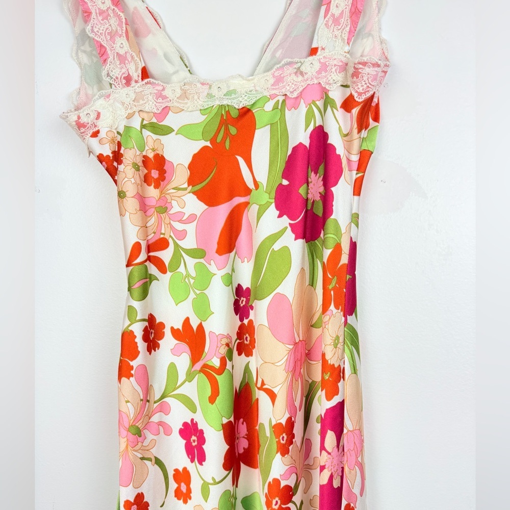 Bailey Rose Floral Maxi Slip Dress Lace Trim Cottagecore Boho Summer - Picture 8 of 10